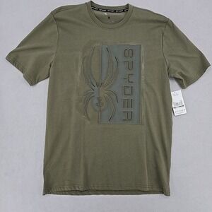 SPYDER‎ Graphic Logo T Shirt Sage Green Large Outdoor Athletic Tee NWT Embossed